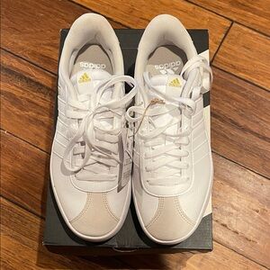 Adidas VL Court -  White Sneakers with Gold Accents